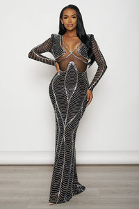 BJN YOUR FAVORITE GIRL EMBELLISHED MAXI DRESS - BLACK