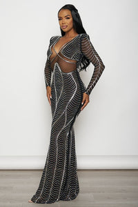 BJN YOUR FAVORITE GIRL EMBELLISHED MAXI DRESS - BLACK