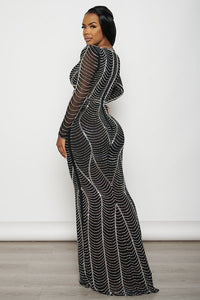 BJN YOUR FAVORITE GIRL EMBELLISHED MAXI DRESS - BLACK