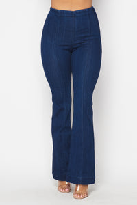 Mid Rise Denim Bell Bottoms - Dark Denim - SohoGirl.com