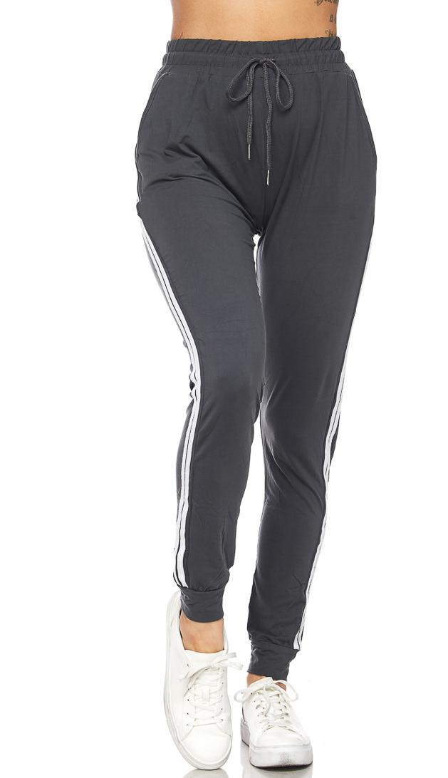 Gray Striped Microfiber Jogger Pants – SohoGirl.com