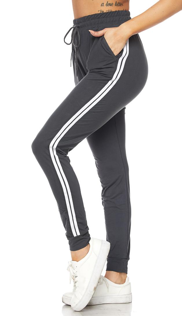 Gray Striped Microfiber Jogger Pants – SohoGirl.com