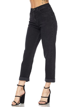Black High Waisted Denim Mom Jeans - SohoGirl.com