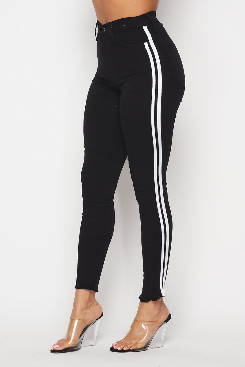 Black Skinny Jeans With Side Stripe Skinny Jeans Black Ripped