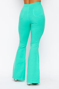 High Waisted Stretchy Bell Bottom Jeans - Mint - SohoGirl.com