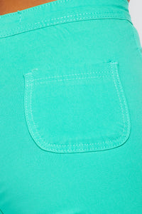 High Waisted Stretchy Bell Bottom Jeans - Mint - SohoGirl.com