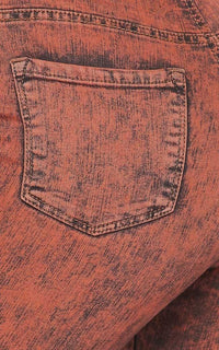 Acid Wash Slightly Ripped Stretchy Skinny Jeans - Orange - SohoGirl.com