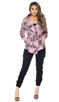 Pink Camouflage Draped Hooded Jacket - SohoGirl.com