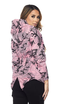 Pink Camouflage Draped Hooded Jacket - SohoGirl.com