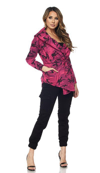 Hot Pink Camouflage Draped Hooded Jacket - SohoGirl.com