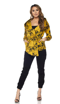 Yellow Camouflage Draped Hooded Jacket - SohoGirl.com