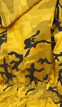 Yellow Camouflage Draped Hooded Jacket - SohoGirl.com