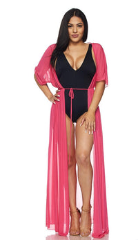 Hot Pink Sheer Mesh Maxi Duster (Plus Sizes Available) - SohoGirl.com