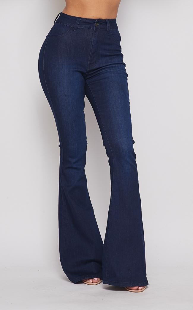 High Waisted Stretchy Bell Bottom Jeans (S-3XL) Dark Denim