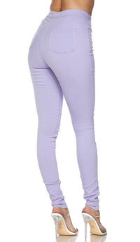 Super High Waisted Stretchy Skinny Jeans - Lavender - SohoGirl.com