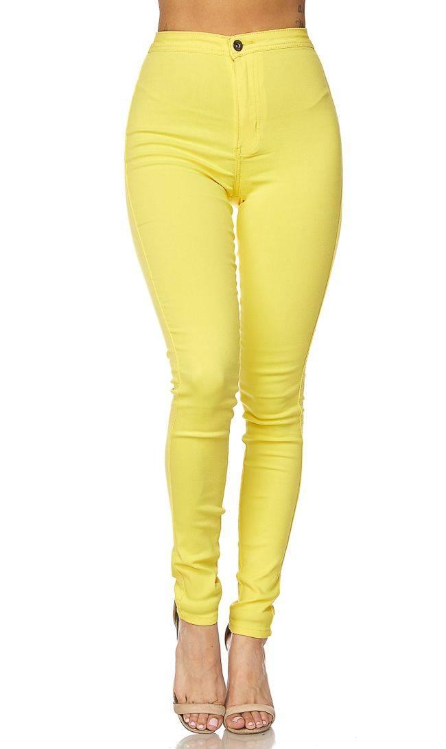 Super High Waisted Stretchy Skinny Jeans Yellow –
