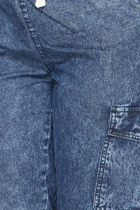 Acid Wash Cargo Denim Jogger Pants - SohoGirl.com