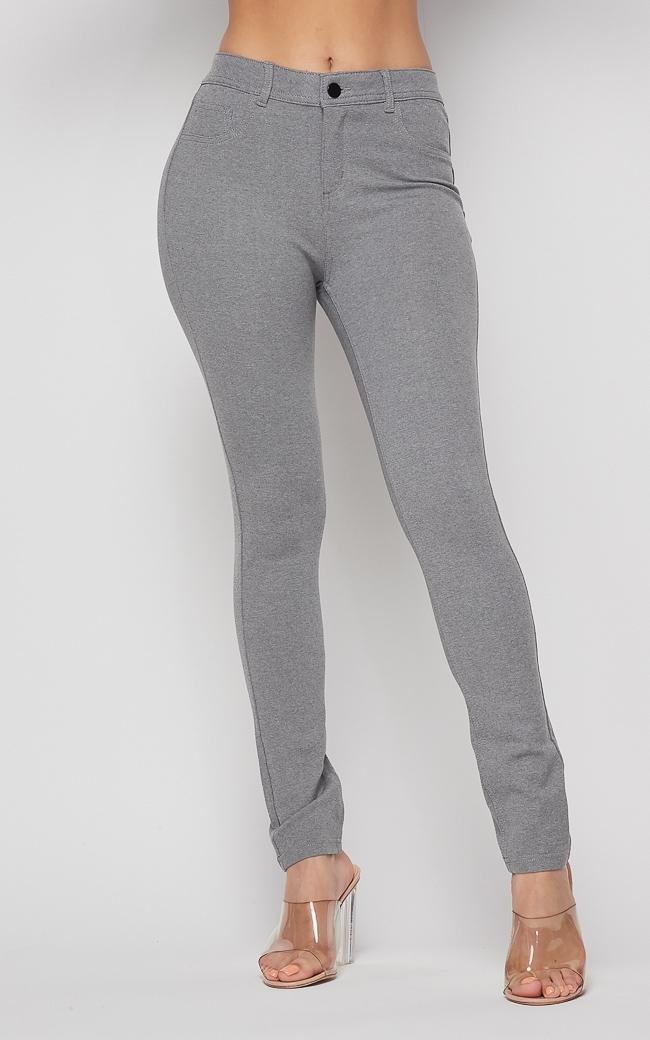 Classic Stretch Knit Skinny Pants Gray