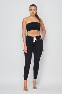Fleece-Lined Cargo Sweatpants - Black - SohoGirl.com