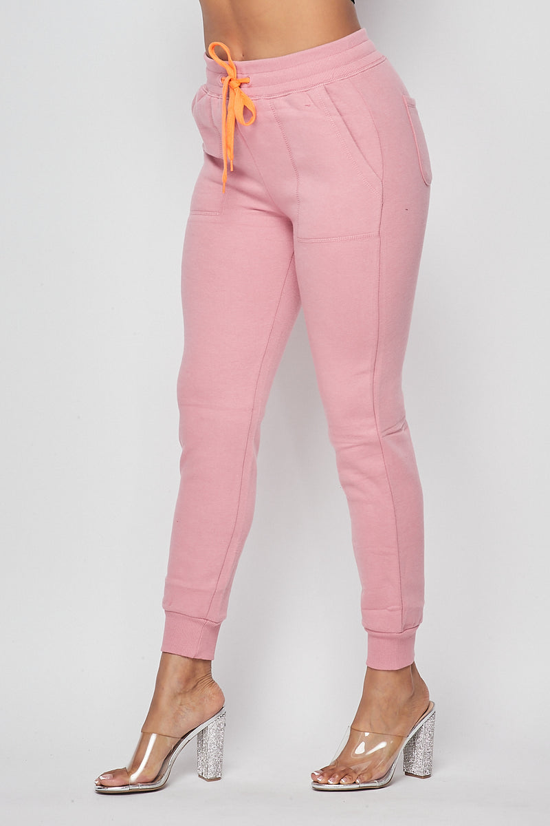 Soft Comfy Orange Drawstring Jogger Pants - Mauve – SohoGirl.com