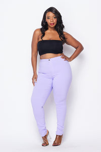 Plus Size Super High Waisted Stretchy Skinny Jeans - Lavender - SohoGirl.com