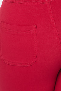 Plus Size Super High Waisted Stretchy Skinny Jeans - Burgundy - SohoGirl.com