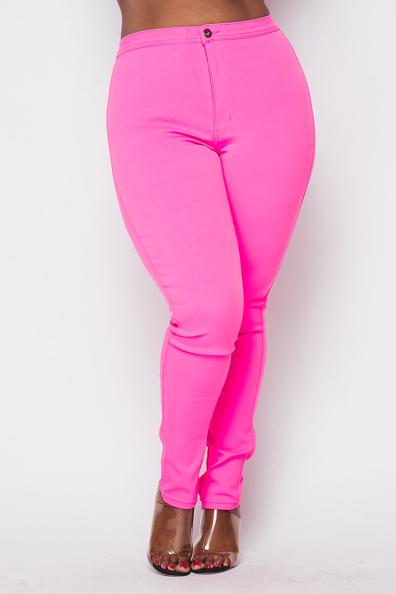 Final Sale Plus Size Jeans in Neon Pink (Jeans Only) – Chic And Curvy