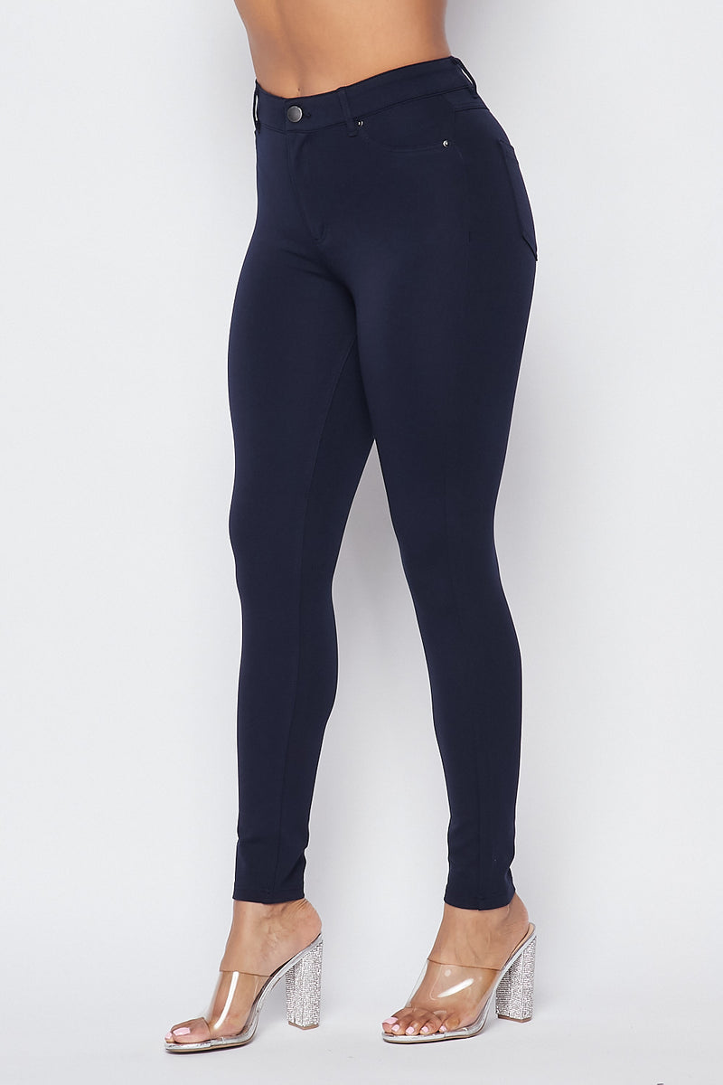 Classic High Rise Stretchy Skinny Pants (SL) Navy Blue