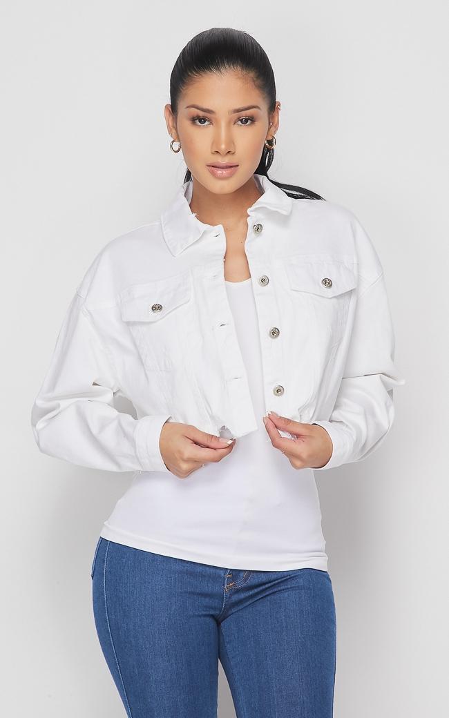 White Cropped Distressed Denim Jacket – SohoGirl.com