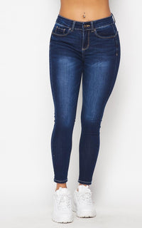 Basic Stretchy Denim Skinny Jeans - Dark Denim - SohoGirl.com