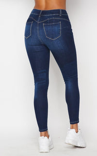Basic Stretchy Denim Skinny Jeans - Dark Denim - SohoGirl.com