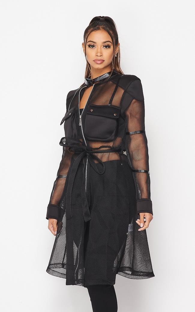 mesh coat dress Ethereal Mesh Layers Jacket Dress White / Small