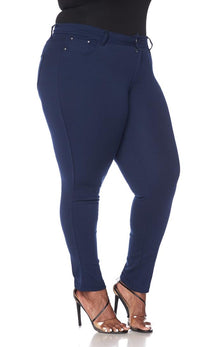 Plus Size Classic Stretch Knit Skinny Pants in Navy - SohoGirl.com
