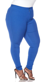Plus Size Super High Waisted Stretchy Skinny Jeans - Royal Blue - SohoGirl.com