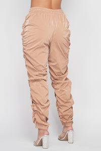 Metallic Reflective Pants Hip Hope Harem Joggers - Beige - SohoGirl.com