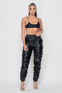 Metallic Reflective Pants Hip Hope Harem Joggers - Grey Black - SohoGirl.com