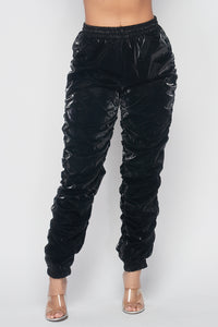 Metallic Reflective Pants Hip Hope Harem Joggers - Black - SohoGirl.com