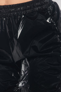 Metallic Reflective Pants Hip Hope Harem Joggers - Black - SohoGirl.com