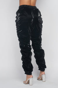 Metallic Reflective Pants Hip Hope Harem Joggers - Black - SohoGirl.com
