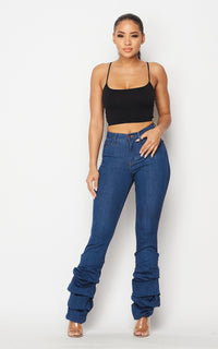Scrunch Bottom Bootcut Jeans - Medium Denim - SohoGirl.com