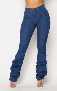 Scrunch Bottom Bootcut Jeans - Medium Denim - SohoGirl.com