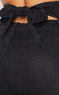 Belted Waist Bell Bottom Jeans - Black - SohoGirl.com