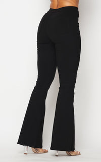 High Waisted Stretchy Bell Bottom Jeans - Black - SohoGirl.com