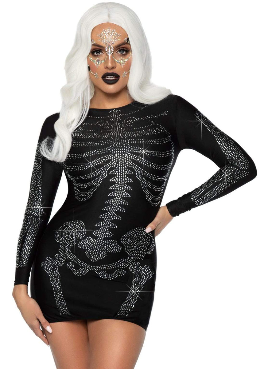skeleton mini dress Rhinestone Skeleton Mini Dress
