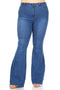 Plus Size High Waisted Stretchy Bell Bottoms - Medium Denim