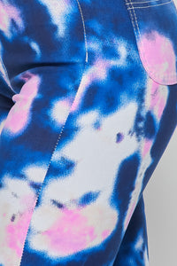 High Waisted Stretchy Tie Dye Bell Bottom Jeans - Blue Pink - SohoGirl.com