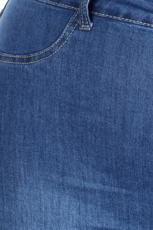 Plus Size High Waisted Stretchy Bell Bottoms - Medium Denim - SohoGirl.com