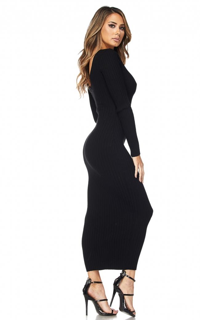 Maxi Ribbed Long Sleeve Sweater Dress