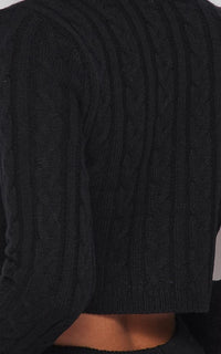 Cable Knit Crop Top and Leggings Set - Black - SohoGirl.com