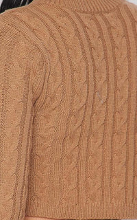 Cable Knit Crop Top and Leggings Set - Mocha - SohoGirl.com